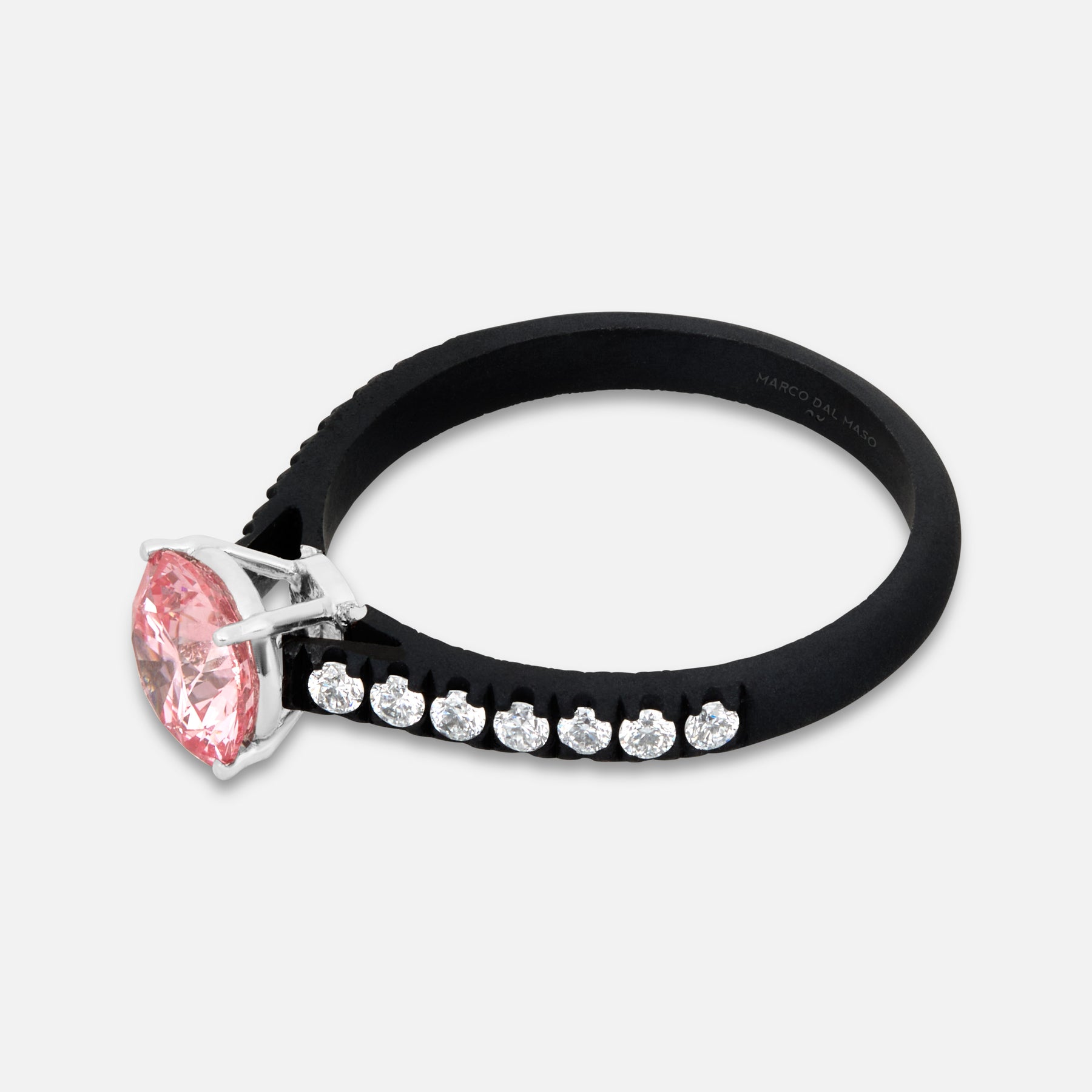 Close-up of pink diamond details on Eclipse Luna Ring