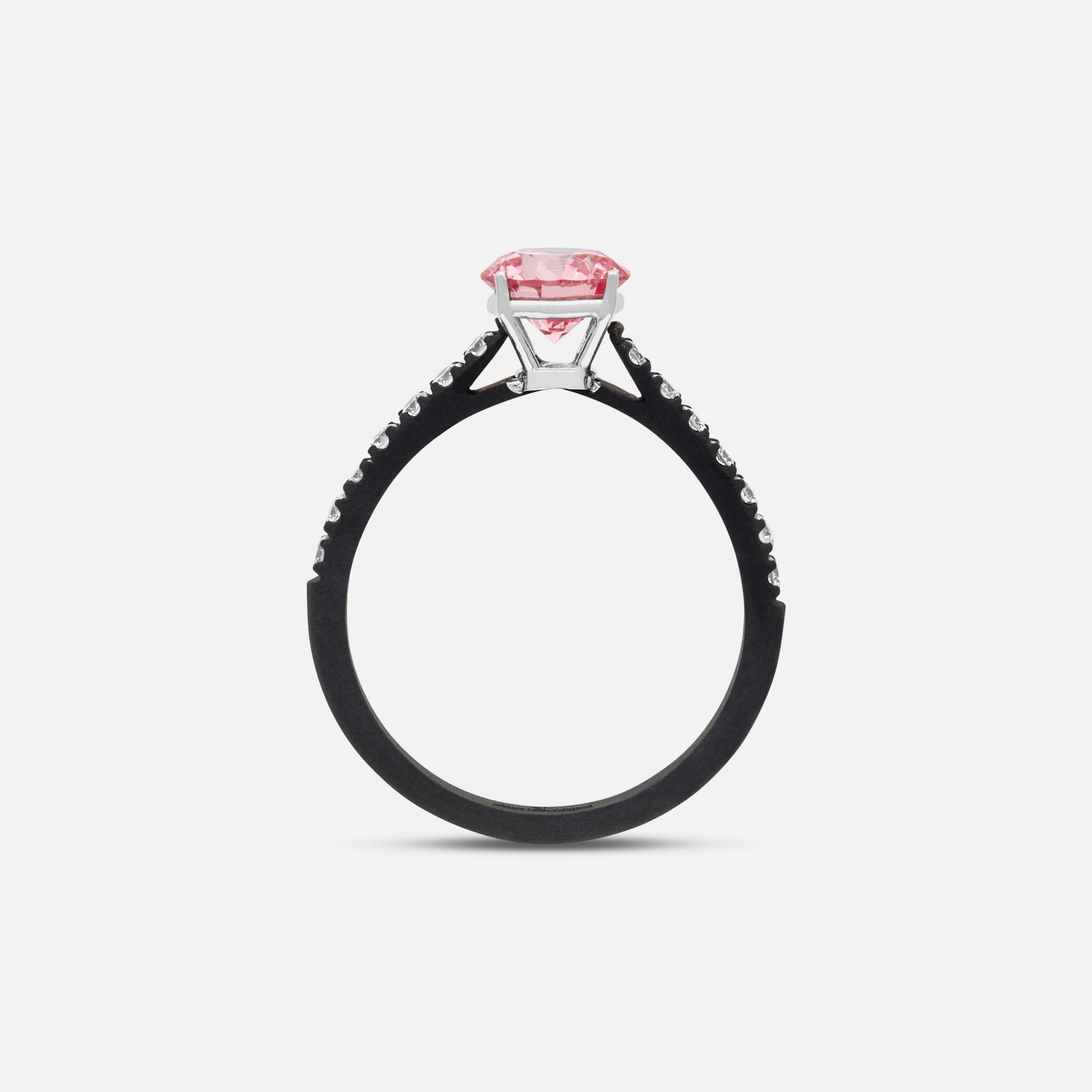 Pink Diamond setting on Eclipse Luna Ring shown at angle