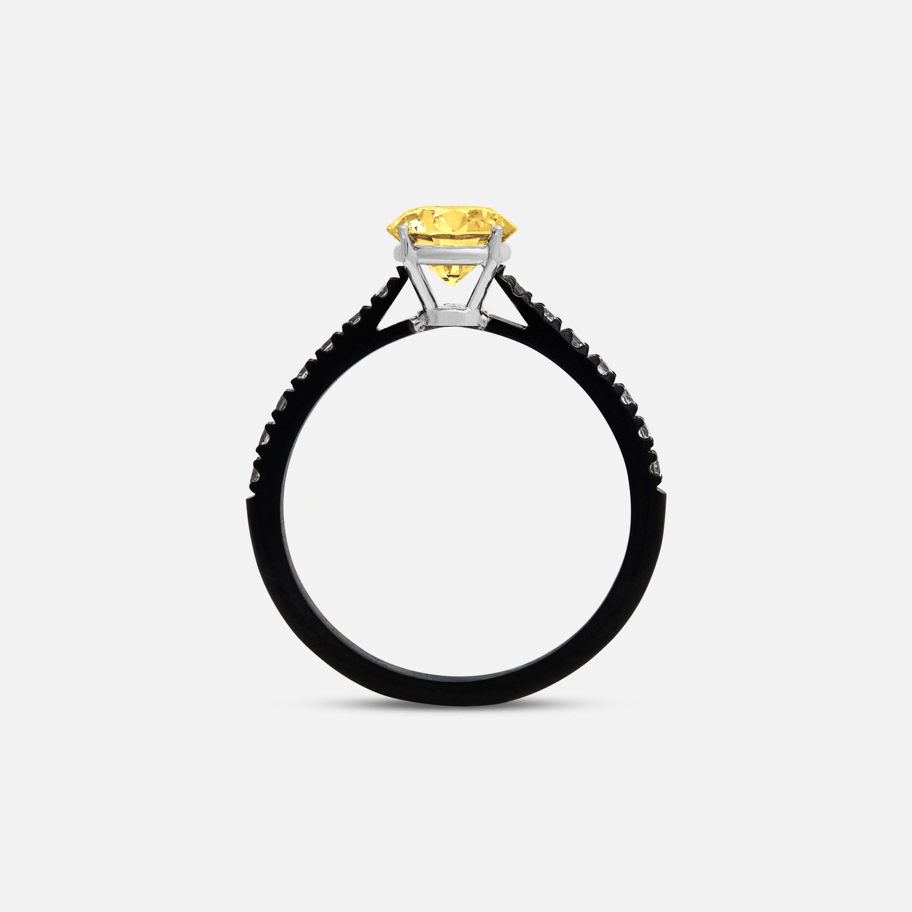 Yellow Diamond setting on Eclipse Luna Ring shown at angle
