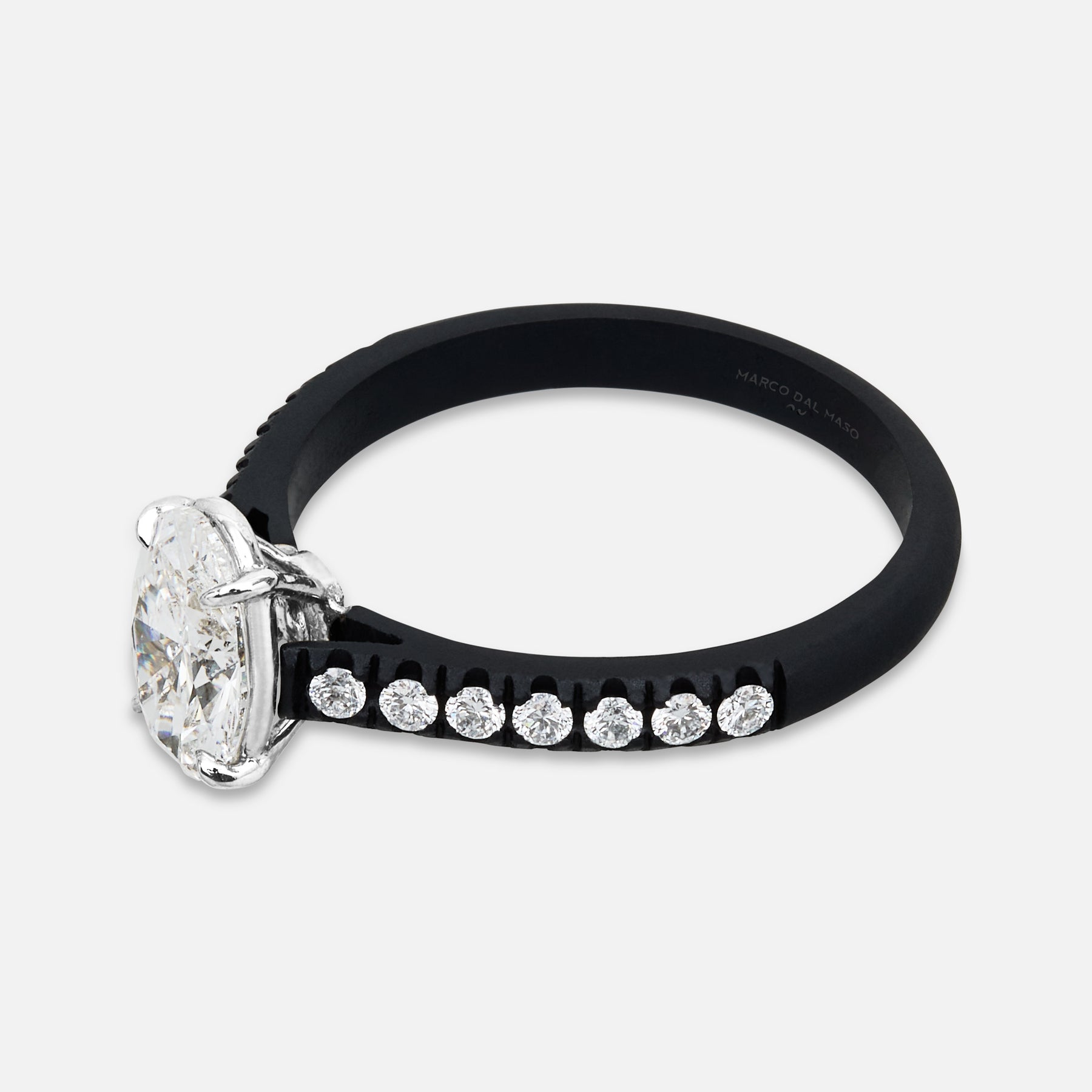 Close-up of white diamond details on Eclipse Vesper Ring