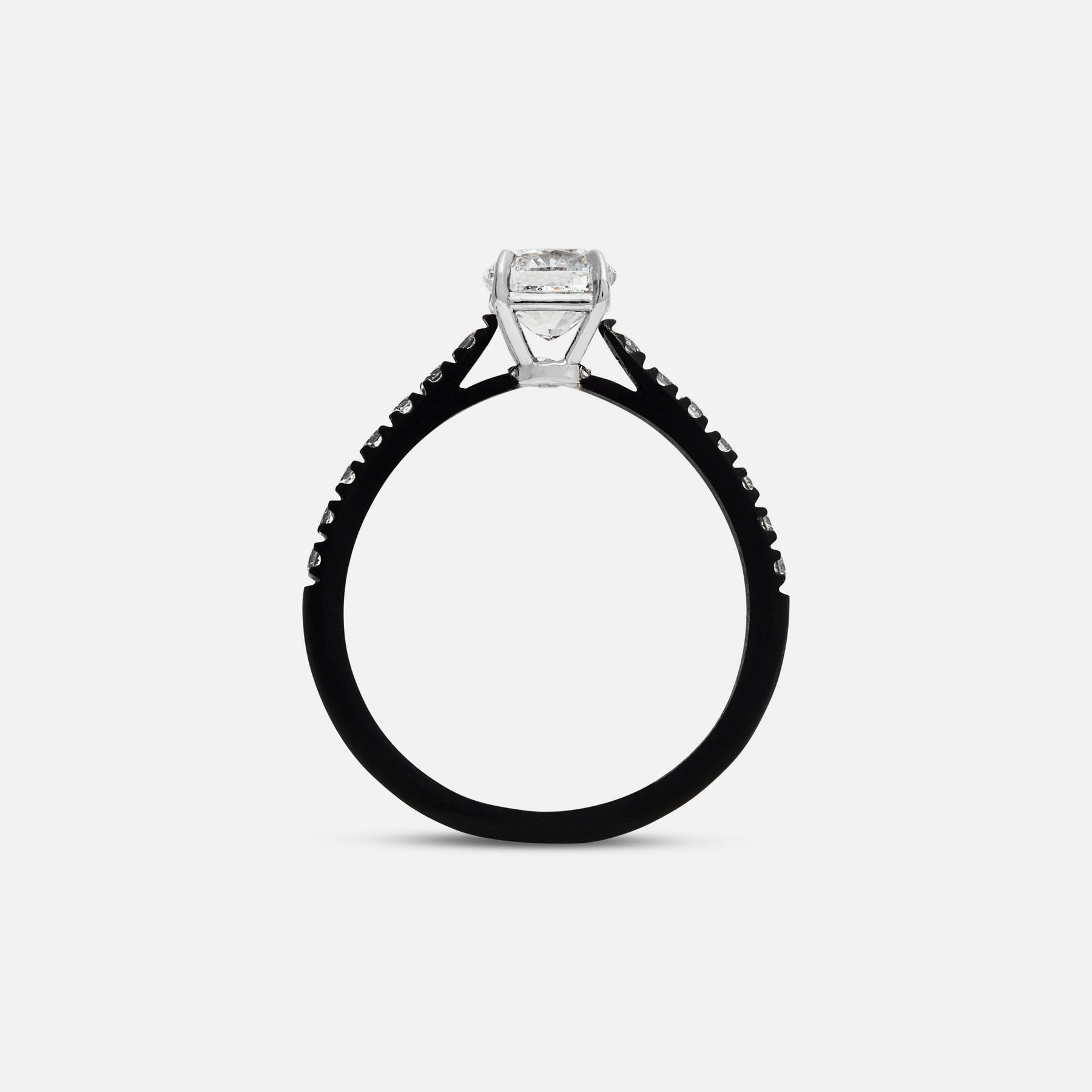 White Diamond setting on Eclipse Celeste Ring shown at angle