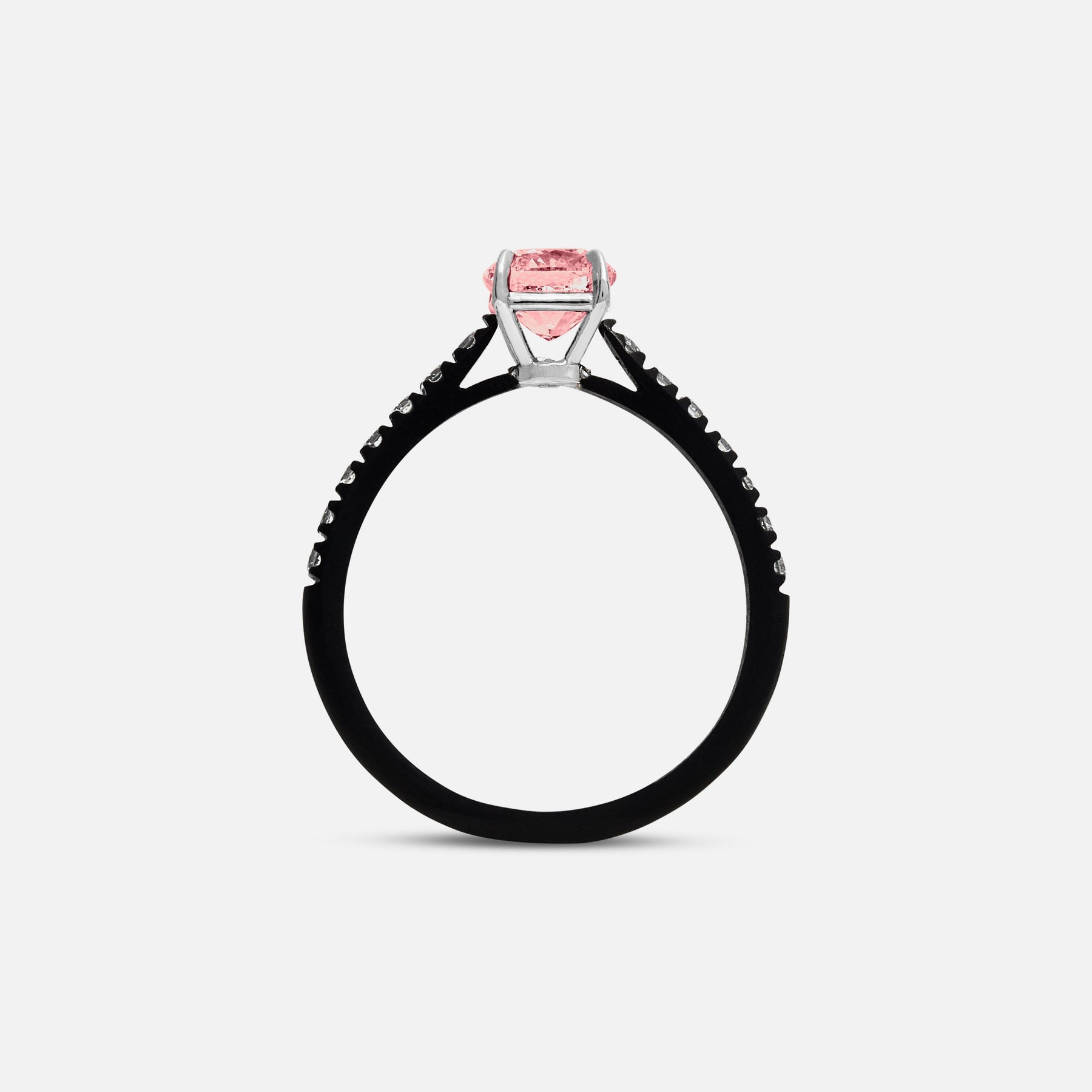 Pink Diamond setting on Eclipse Celeste Ring shown at angle