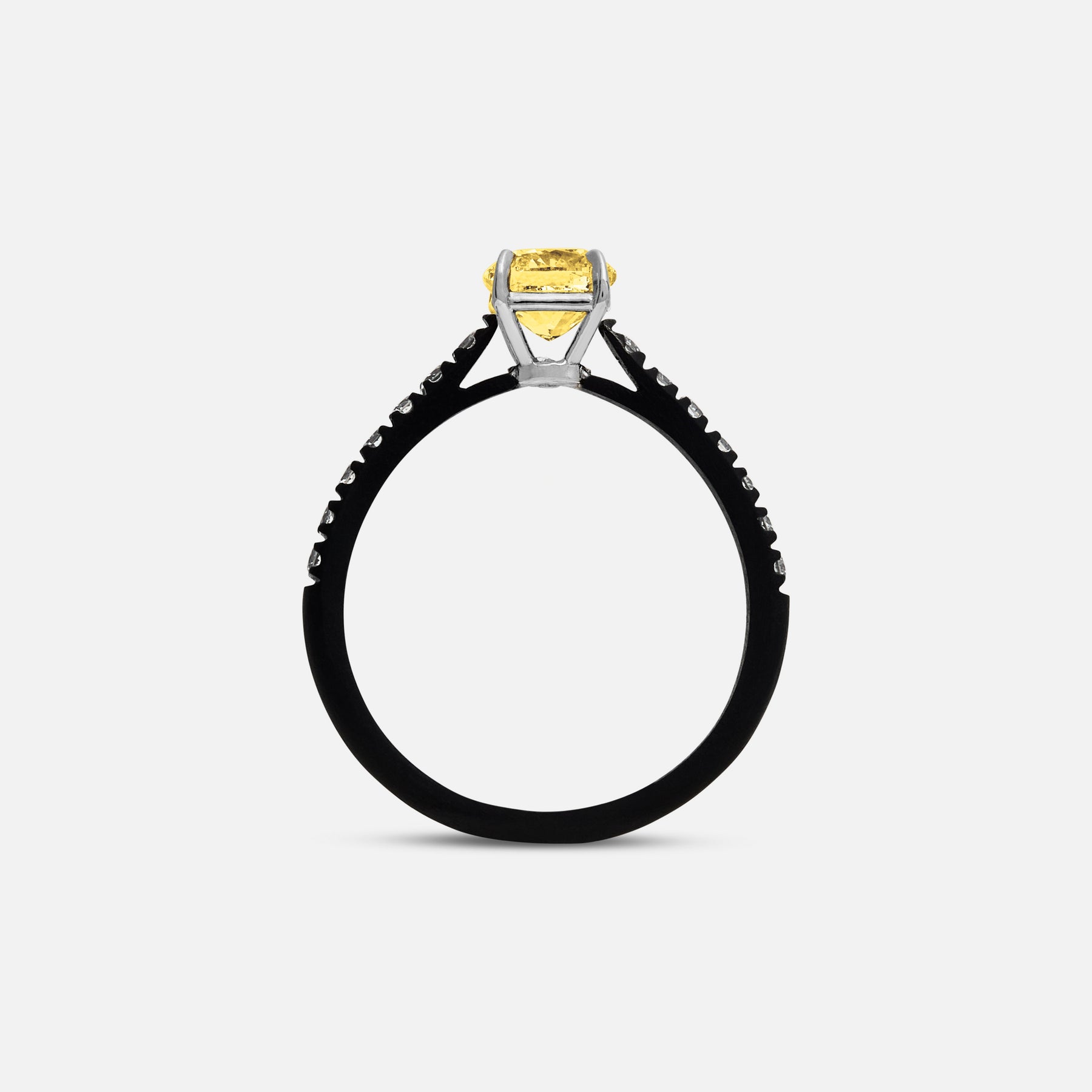 Yellow Diamond setting on Eclipse Celeste Ring shown at angle