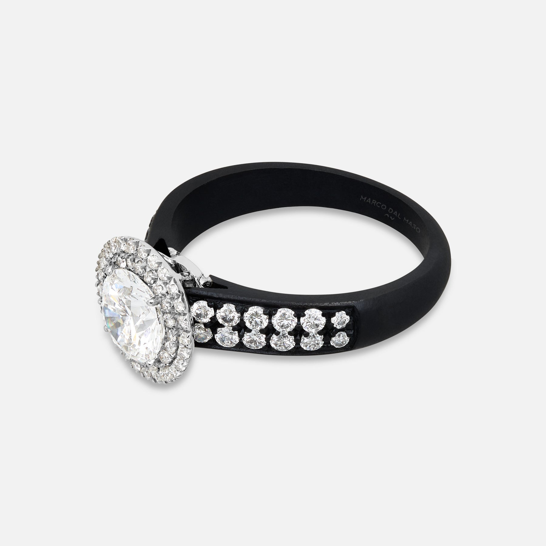 Close-up of white diamond details on Eclipse Luna Starburst Ring