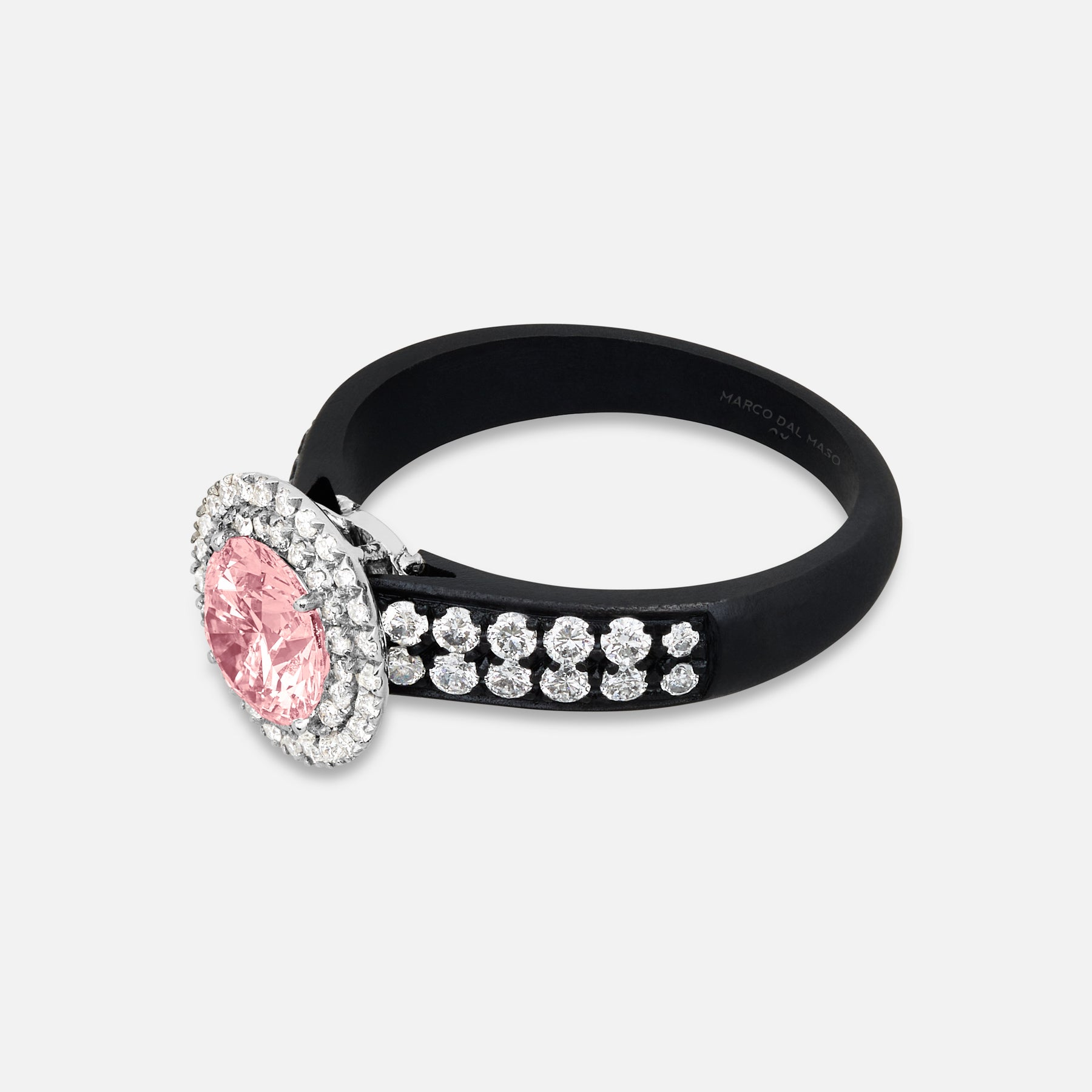 Close-up of pink diamond details on Eclipse Luna Starburst Ring