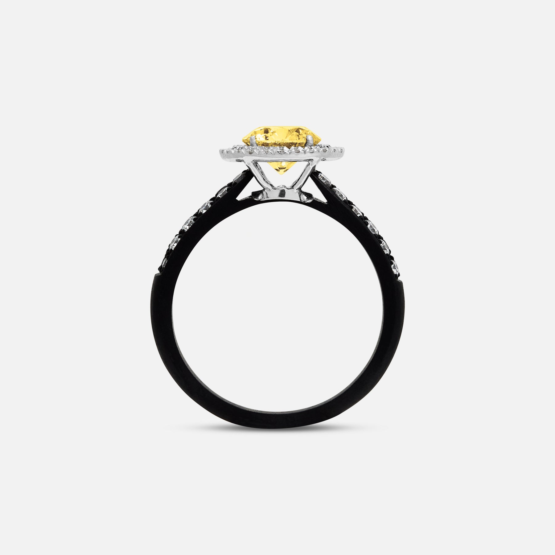 Yellow Diamond setting on Eclipse Luna Starburst Ring shown at angle