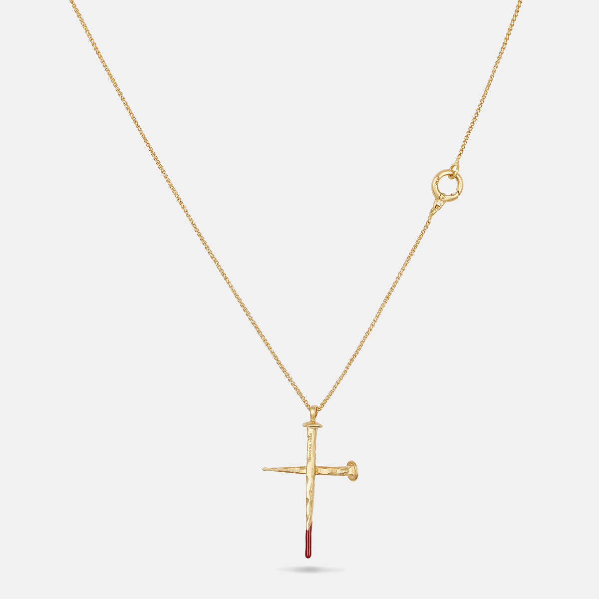 FORGED TRANSCENDENCE Gemstone Gold Pendant, Black Diamond, Red Enamel - Back View
