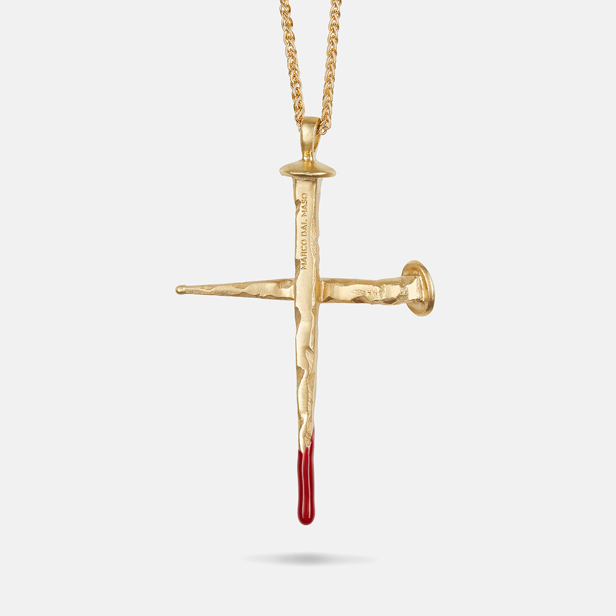 FORGED TRANSCENDENCE Gemstone Gold Pendant, Black Diamond, Red Enamel - Close-up Back view