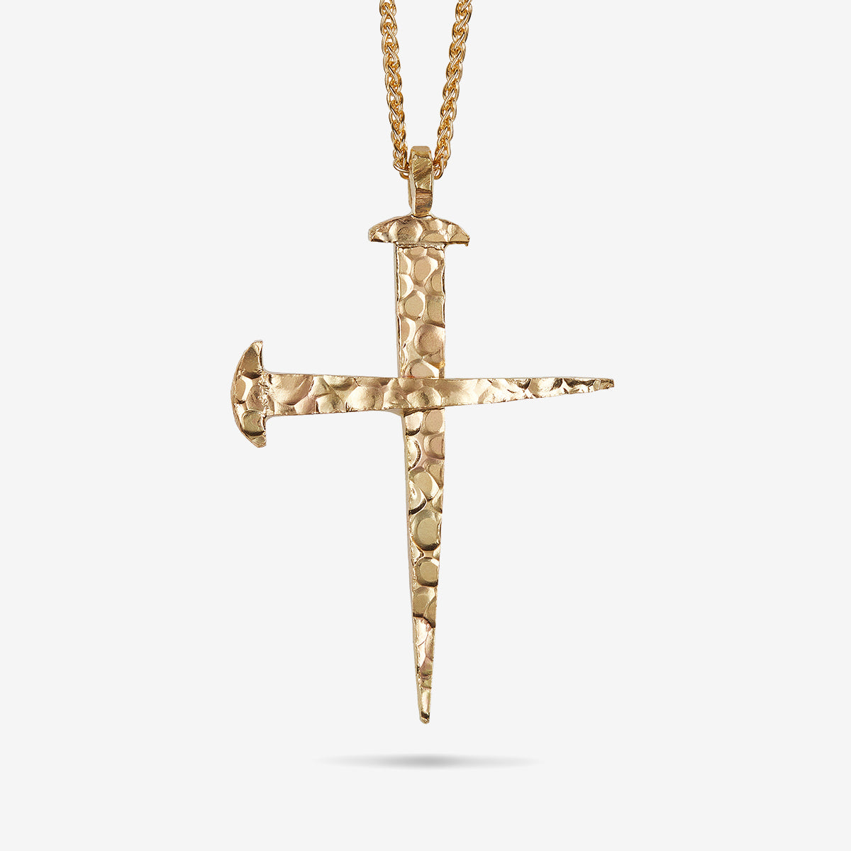 FORGED TRANSCENDENCE Hammered Gold Pendant, 18K Yellow Gold - Close-up View
