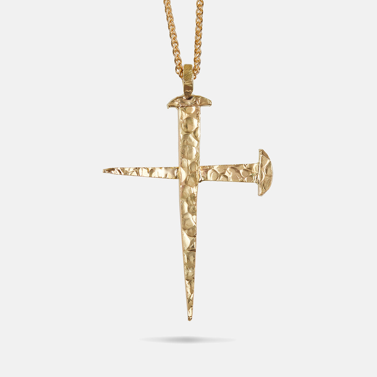 FORGED TRANSCENDENCE Hammered Gold Pendant, 18K Yellow Gold - Close-up Back View