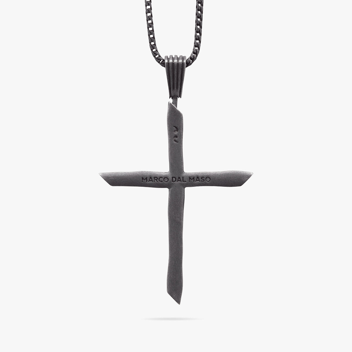 THE CROSS Chain Pendant, Oxidized Silver, Black Enamel-Standard View 1