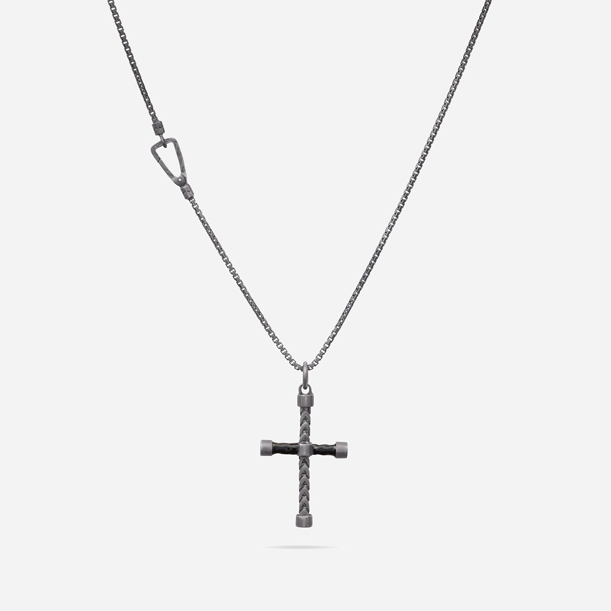 THE CROSS Classic Chain Pendant, Oxidized Silver, Black Enamel-Straight View 1