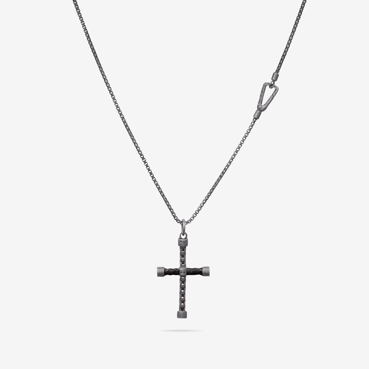 THE CROSS Classic Chain Pendant, Oxidized Silver, Black Enamel-Straight View