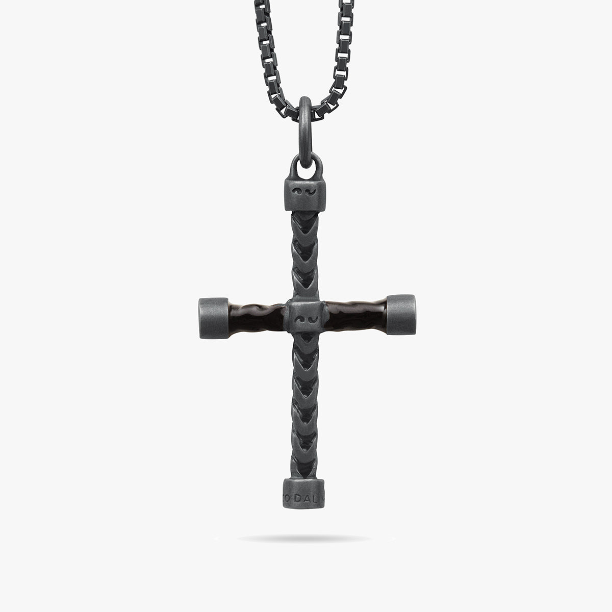THE CROSS Classic Chain Pendant, Oxidized Silver, Black Enamel-Standard View