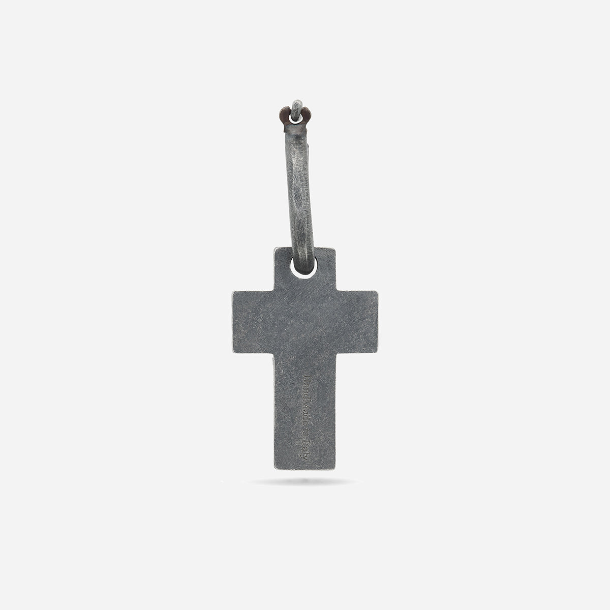 The Cross Double Enamel Earring, Oxidized Silver, Green Enamel-Standard View 2