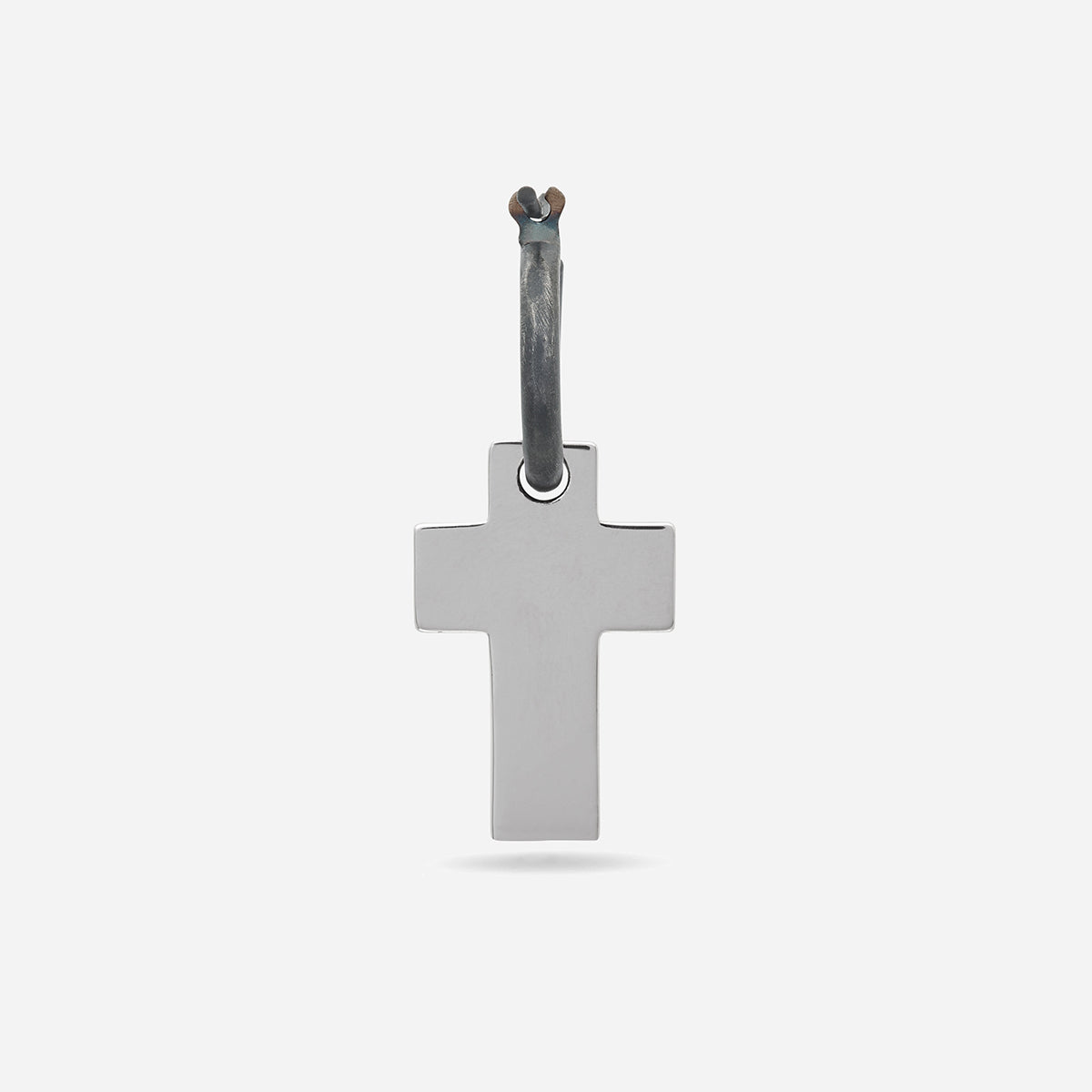 The Cross Double Enamel Earring, Polished Silver, Oxidized Silver, Blue Enamel-Standard View 2