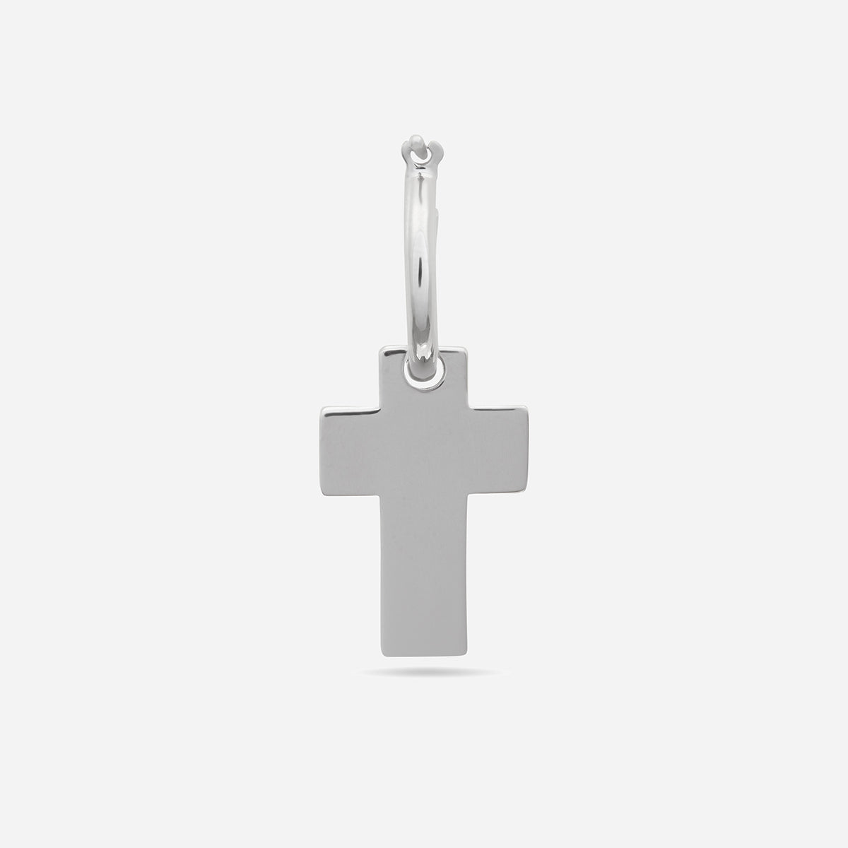 The Cross Double Enamel Earring, Polished Silver, Green Enamel-Standard View 2