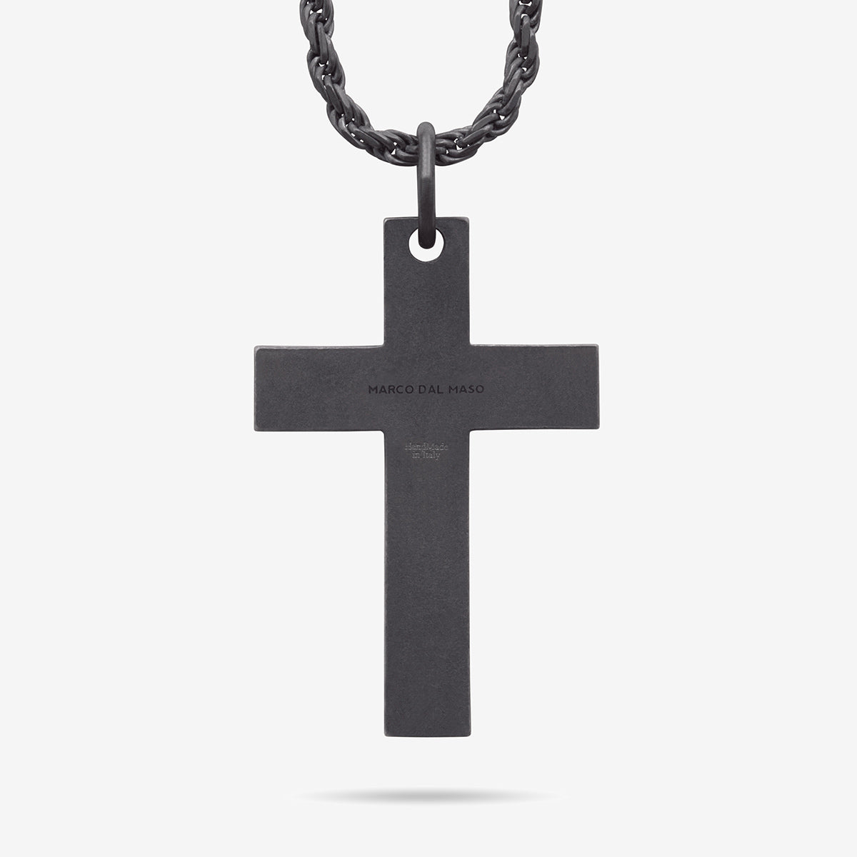 THE CROSS Enamel and Diamond Necklace, Oxidized Silver, Black Diamond, Black Enamel-Standard View 1