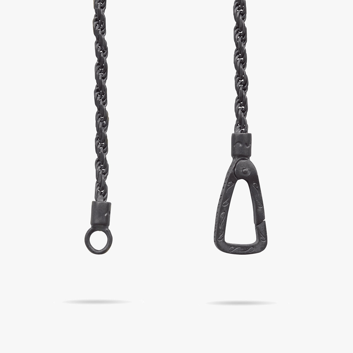 THE CROSS Enamel and Diamond Necklace, Oxidized Silver, Black Diamond, Black Enamel-Close View