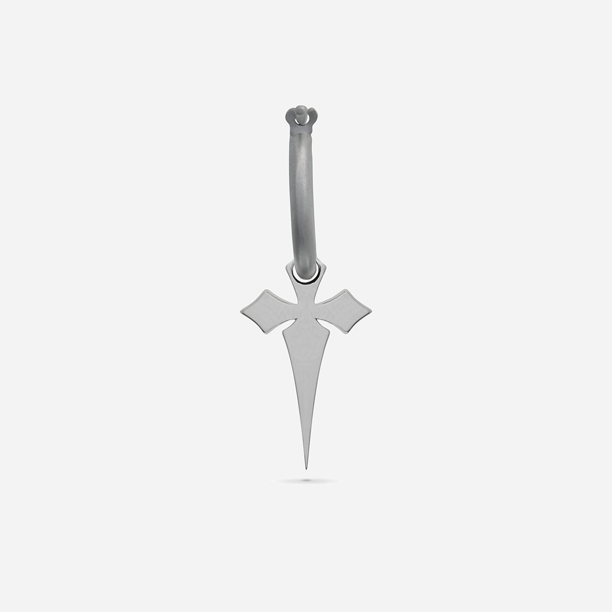 The Cross Gothic Earring, Polished Silver, Blue Enamel-Standard View 2