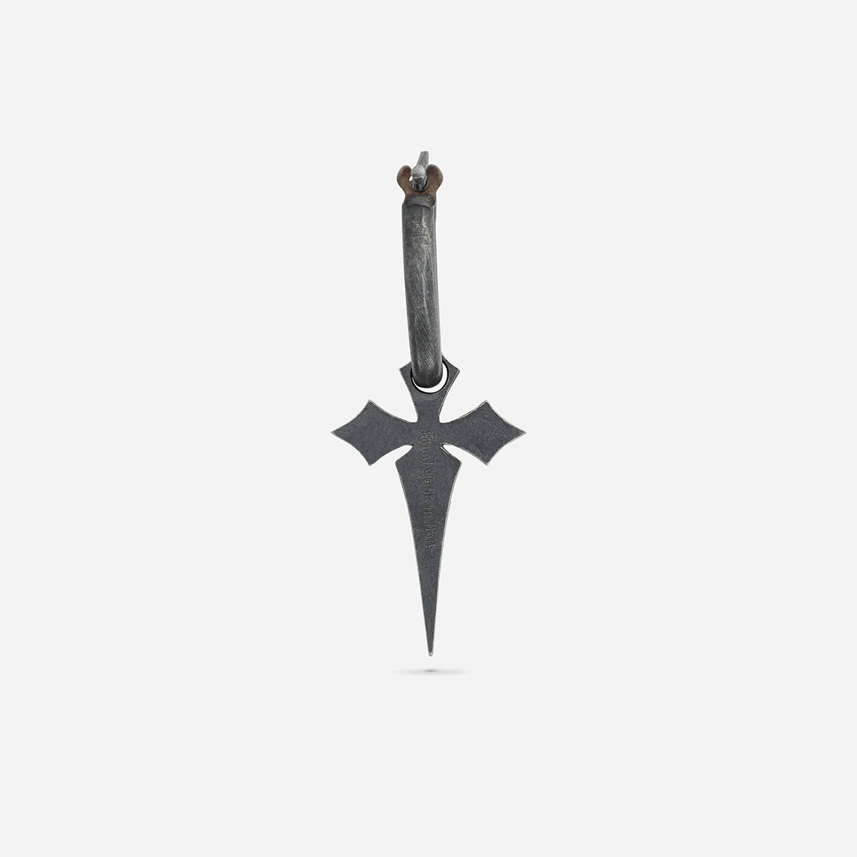 The Cross Gothic Earring, Oxidized Silver, Black Enamel-Standard View 2
