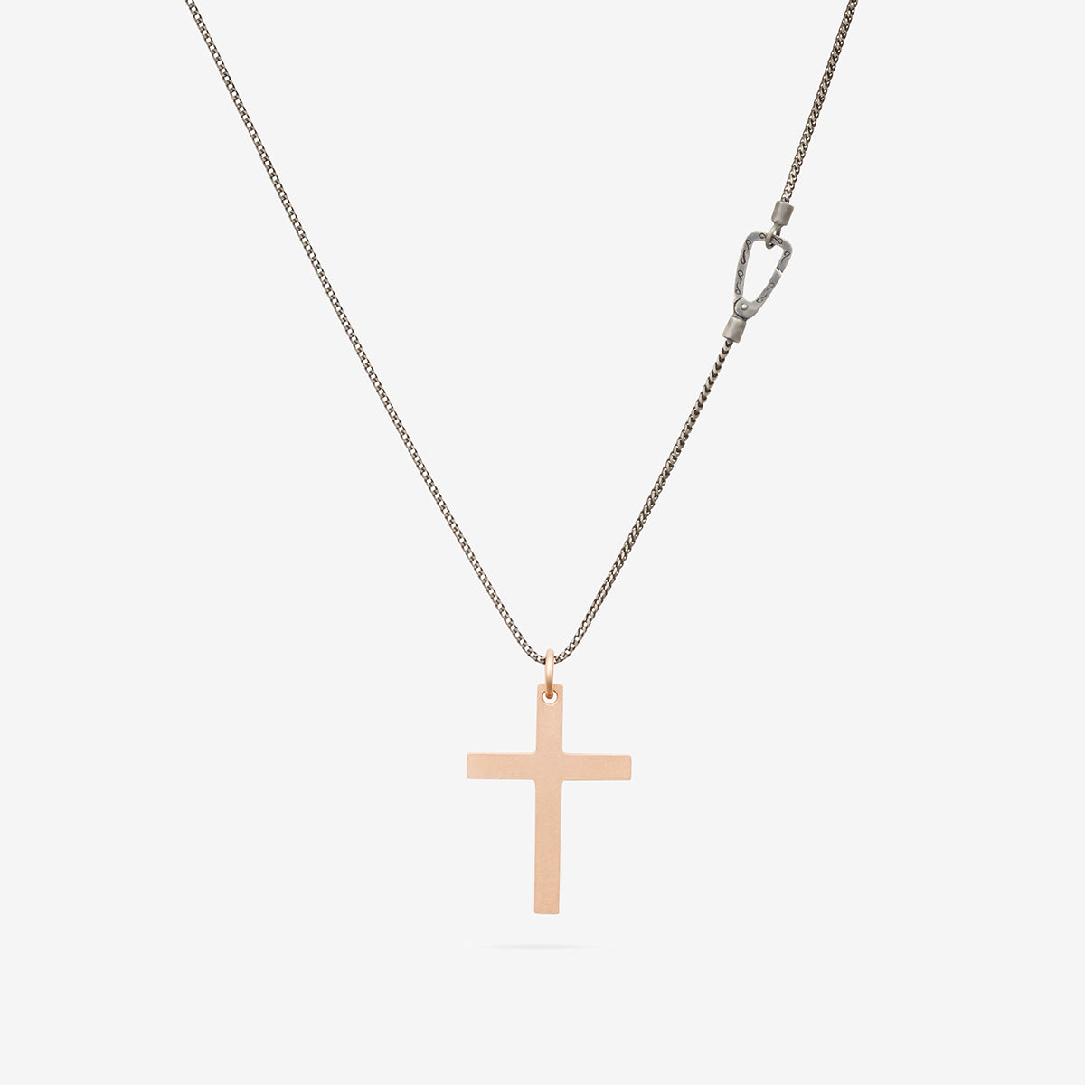 THE CROSS Latin Pendant, Rose Gold Vermeil, Brown Enamel-Back view