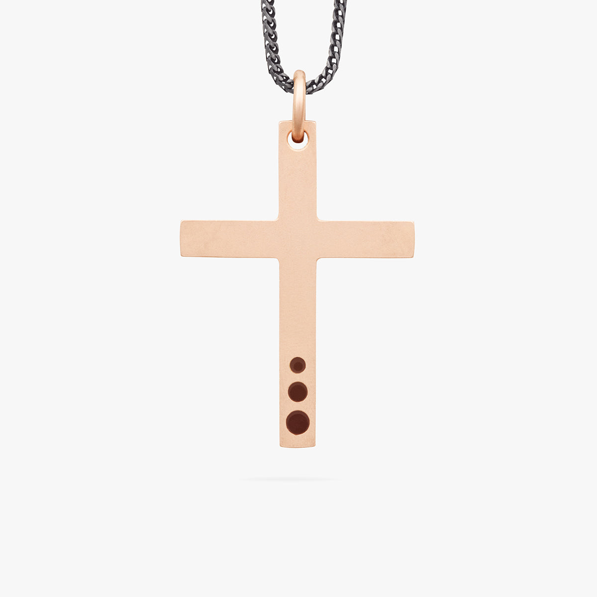 THE CROSS Latin Pendant, Rose Gold Vermeil, Brown Enamel-Standard View