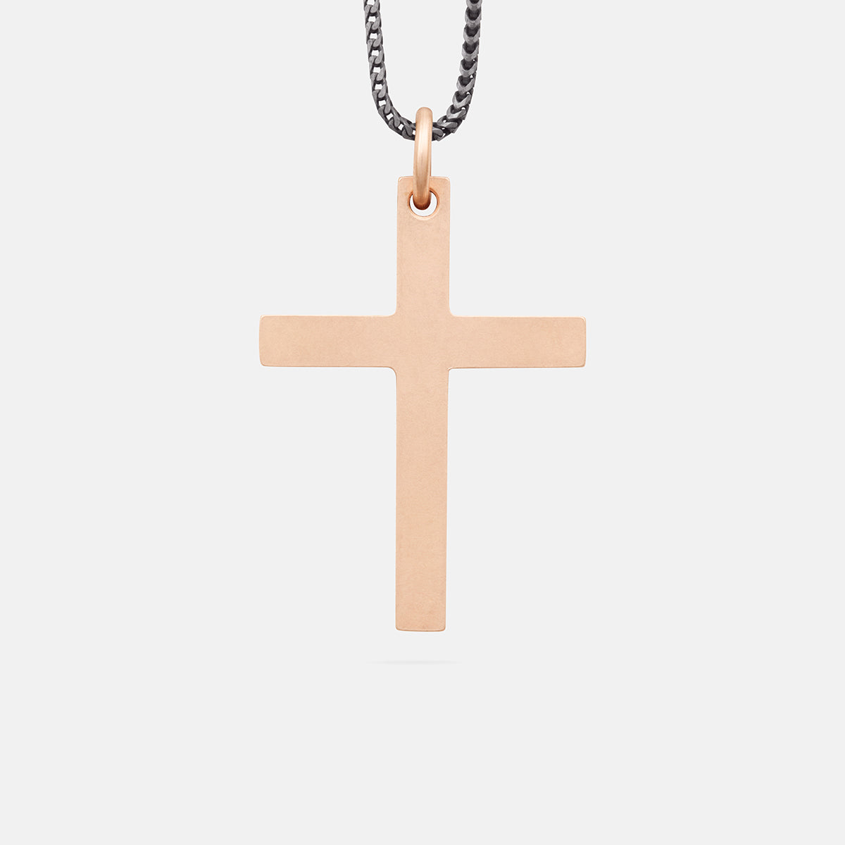 THE CROSS Latin Pendant, Rose Gold Vermeil, Brown Enamel-Standard View 1