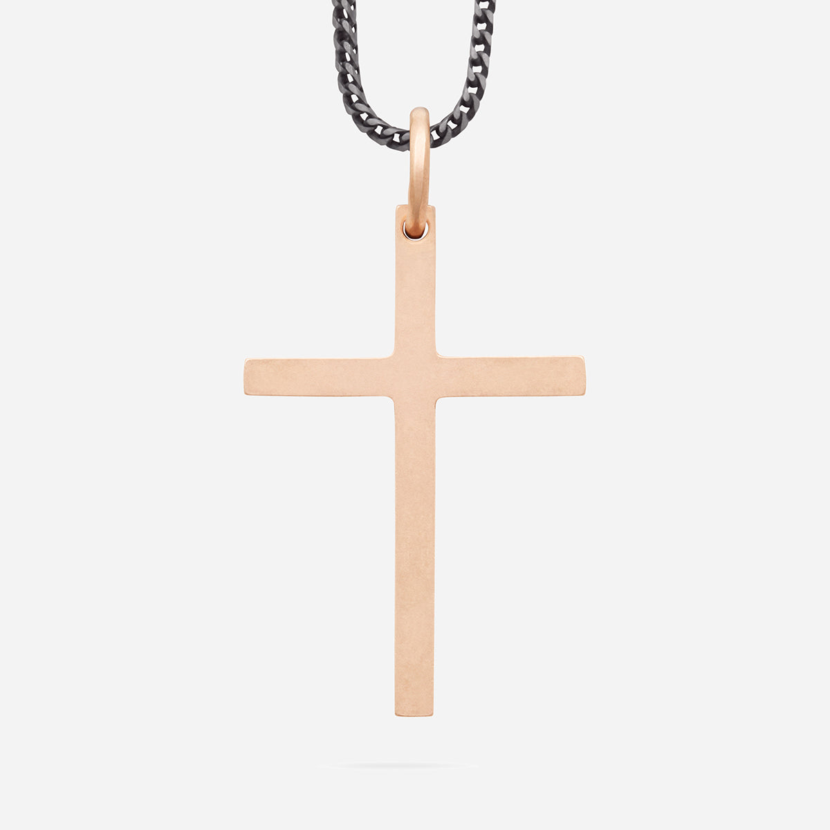 THE CROSS Minimal Latin Pendant with Enamel, Rose Gold Vermeil, Brown Enamel-Standard Back View