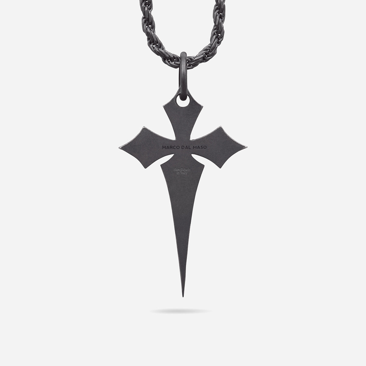 The Cross Oxidized Gothic Pendant, Oxidized Silver, Black Enamel-Standard View 1