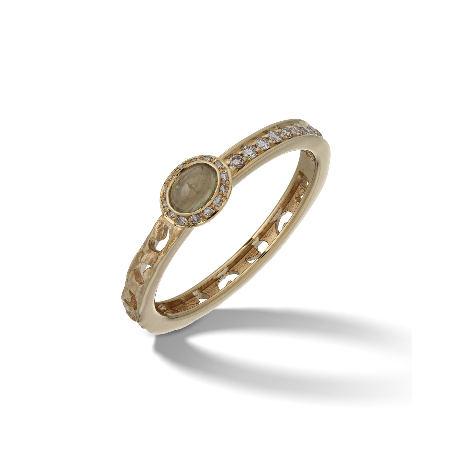 Orion Ring with Diamonds & Oval Sapphire Halo