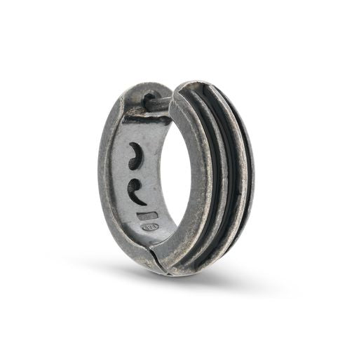 ACIES Oxidized Silver Earring with Black Enamel