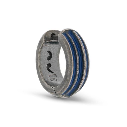 ACIES Oxidized Silver Earring with Blue Enamel