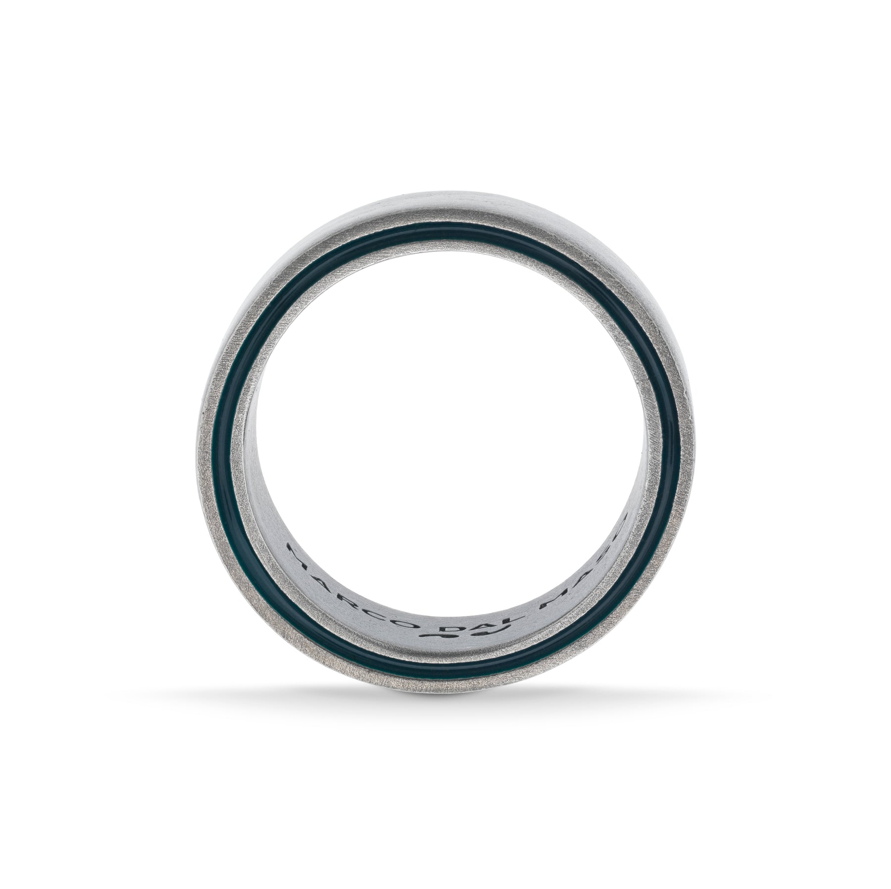 ELAN Oxidized Silver Band with Green Enamel