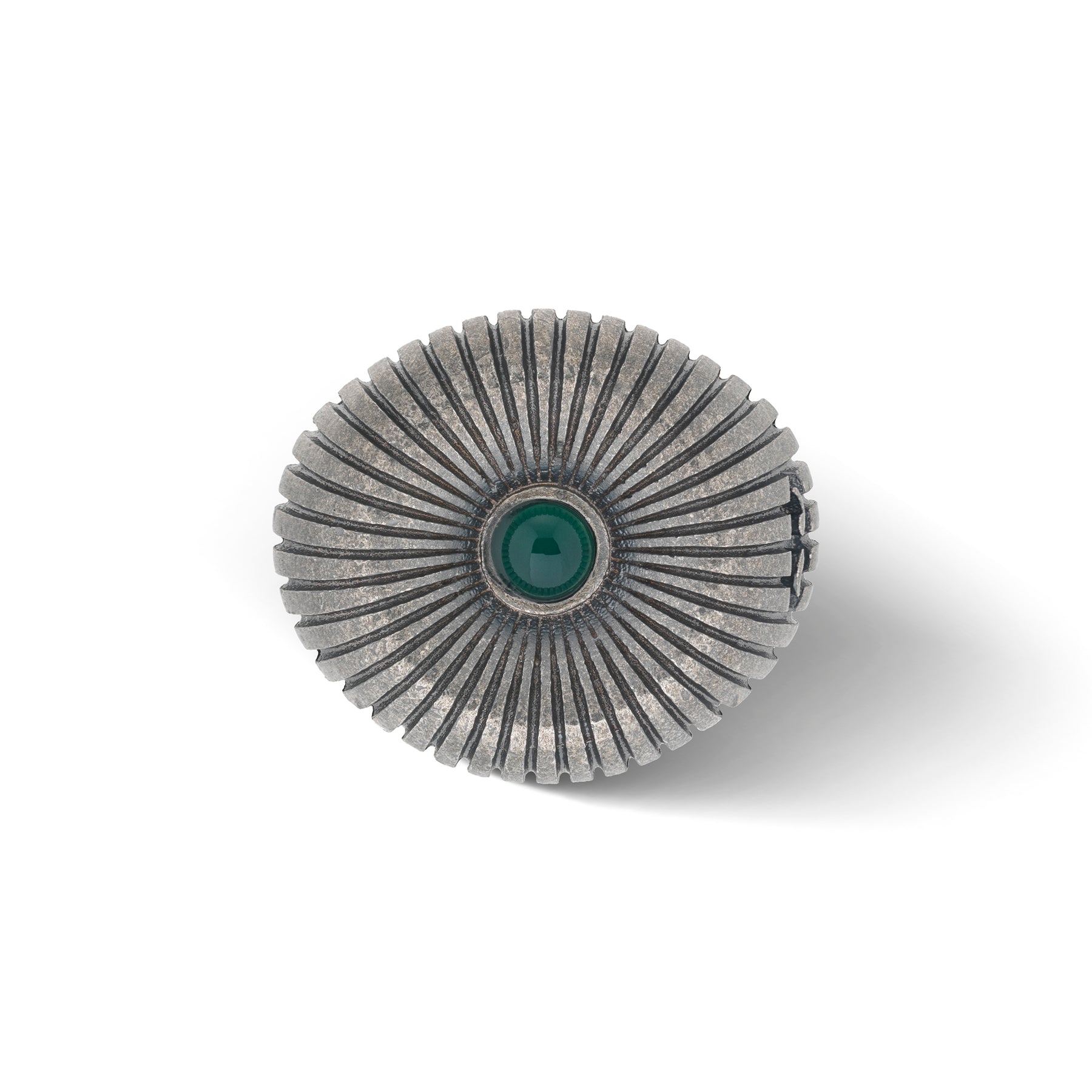 Calyx Green Agate and Oxidized Silver Ring