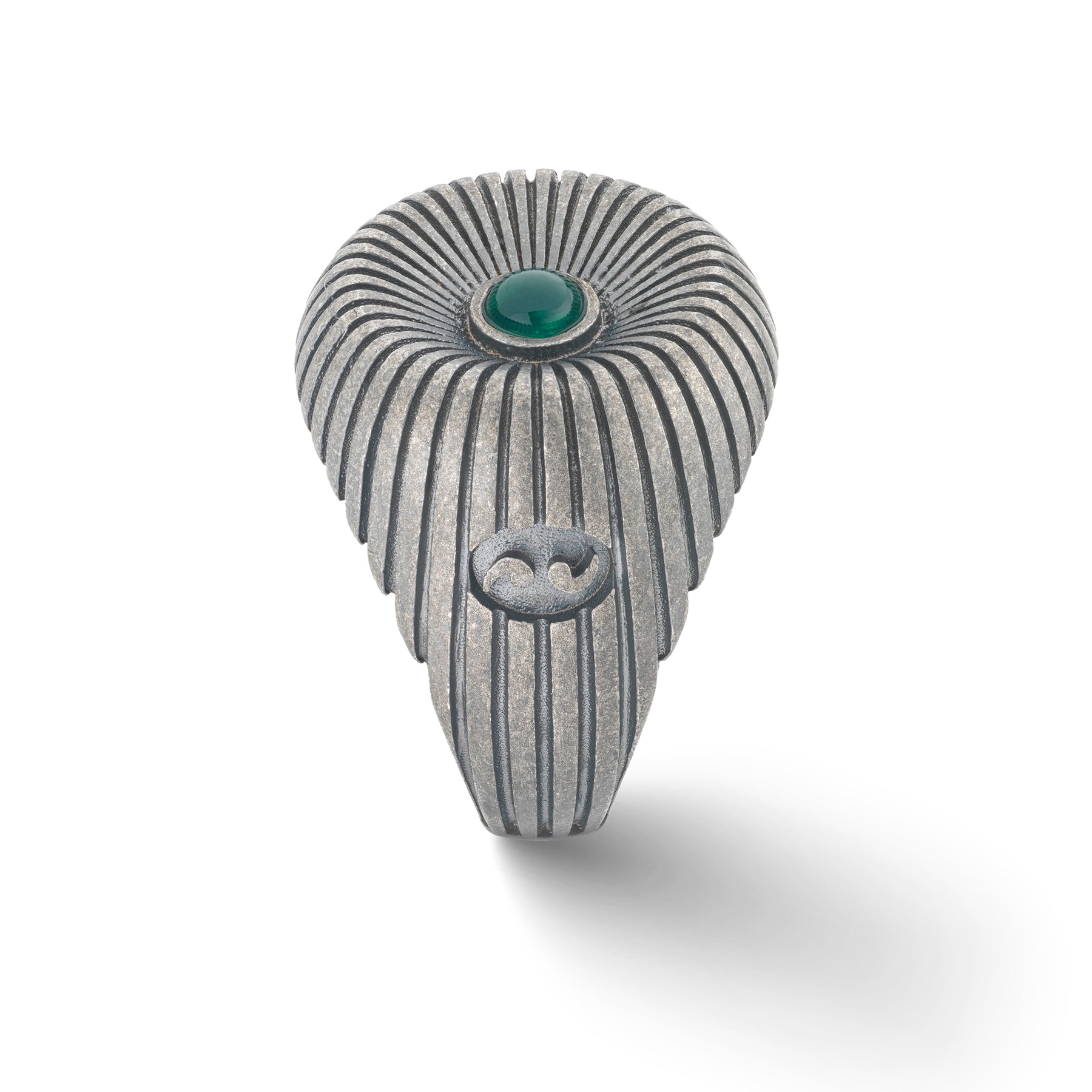 Calyx Green Agate and Oxidized Silver Ring