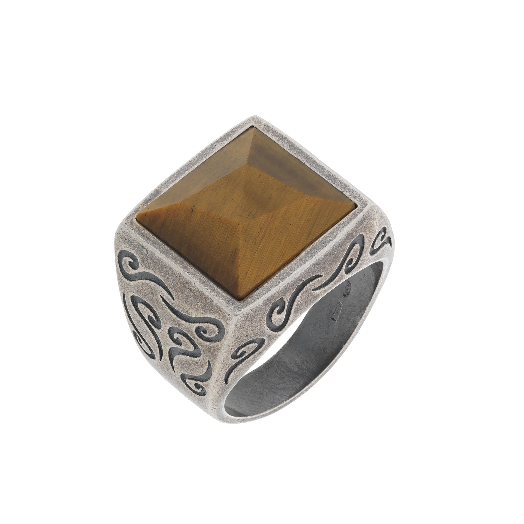 Ara Square Gemstone Ring with Matte Brown Tiger Eye