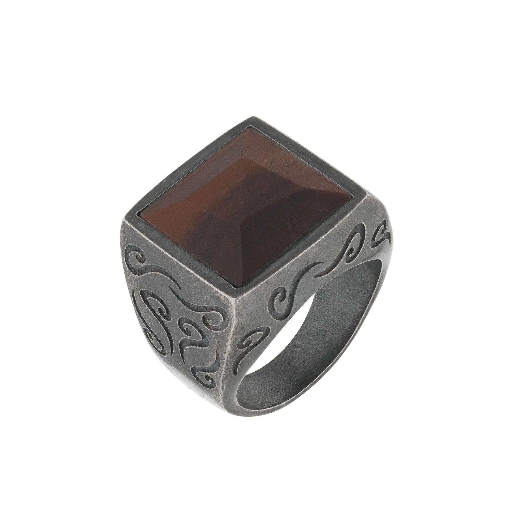 Ara Square Gemstone Ring with Red Tiger Eye