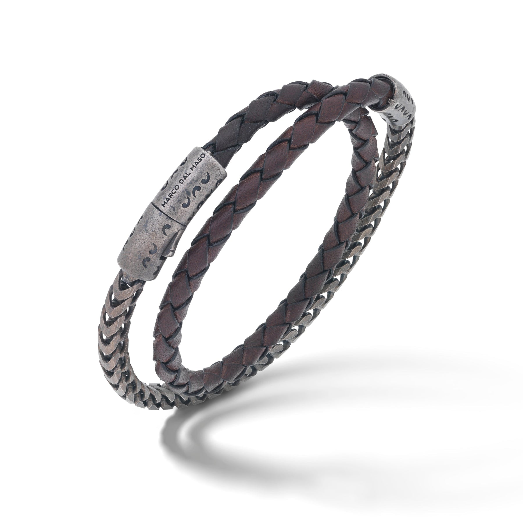Lash Double Wrap Thick Chain and Leather Bracelet