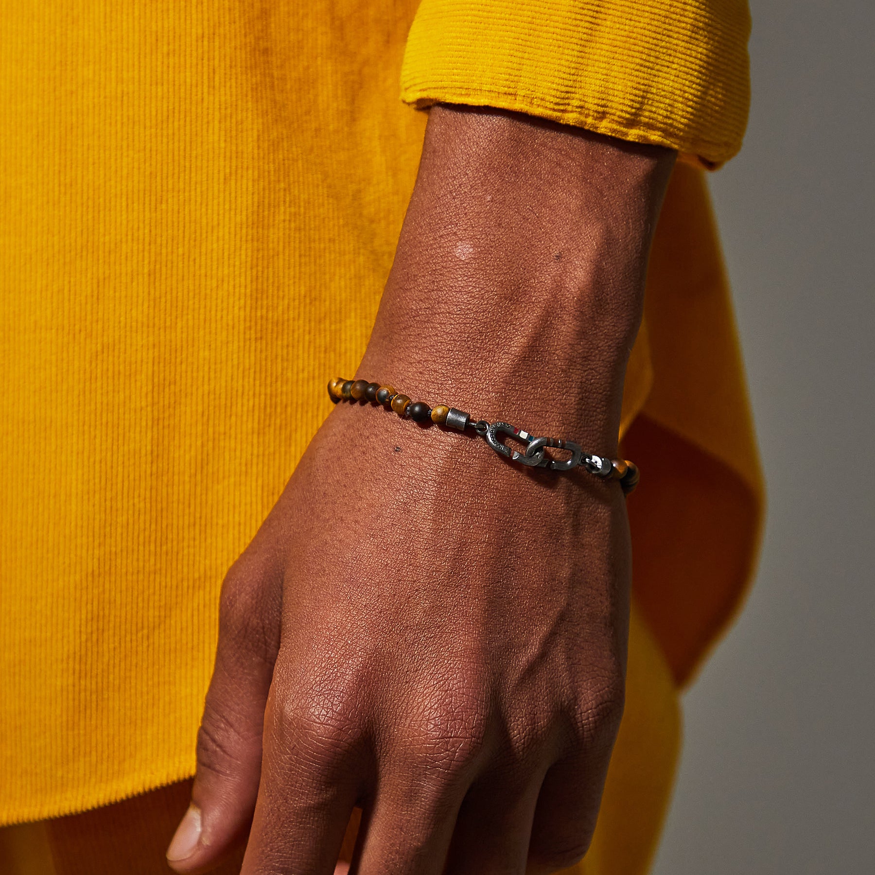 LINK Mini Beads Eternity Bracelet, Red Tiger Eye -  Worn View