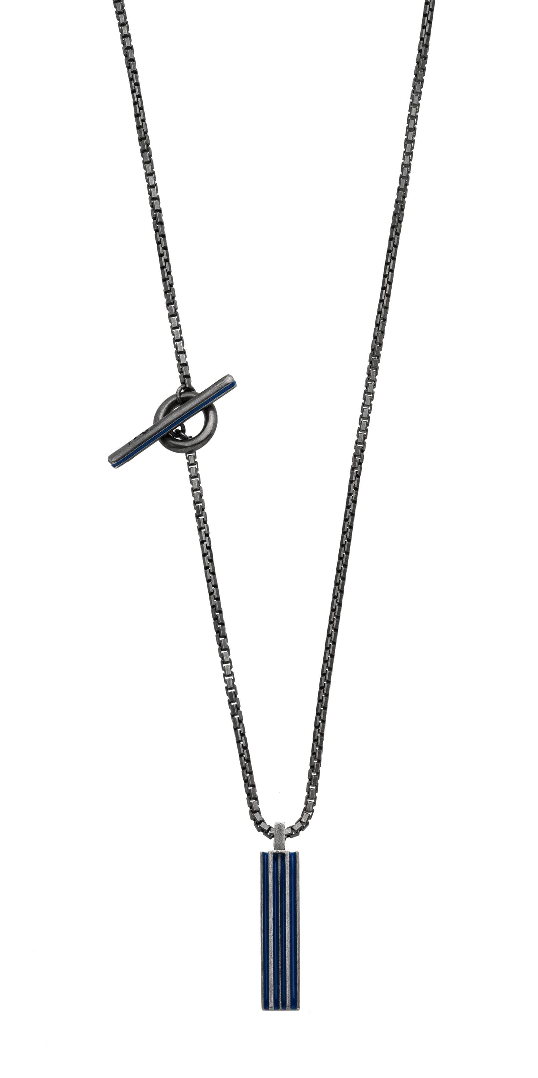 ACIES Oxidized Silver Pendant with Blue Enamel