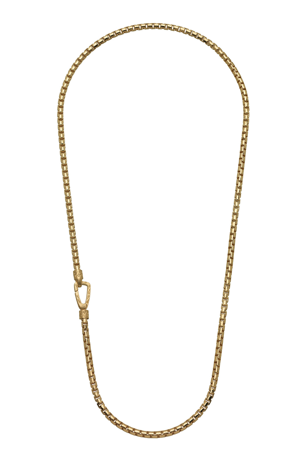ULYSSES Carved Tubular 18K Yellow Gold Vermeil Necklace with matte chain and Polished Clasp