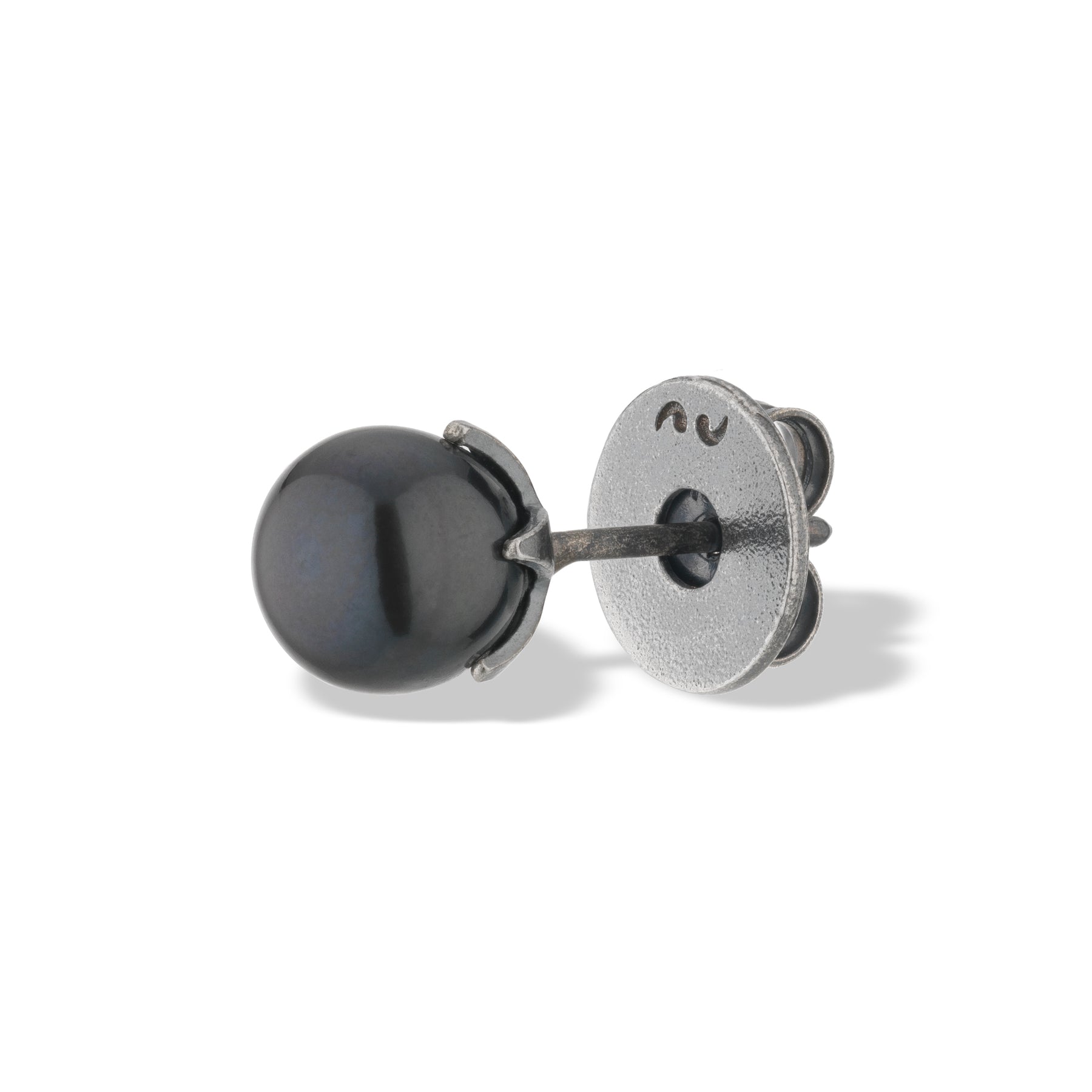 Calyx Mono Eggplant Pearl Earring