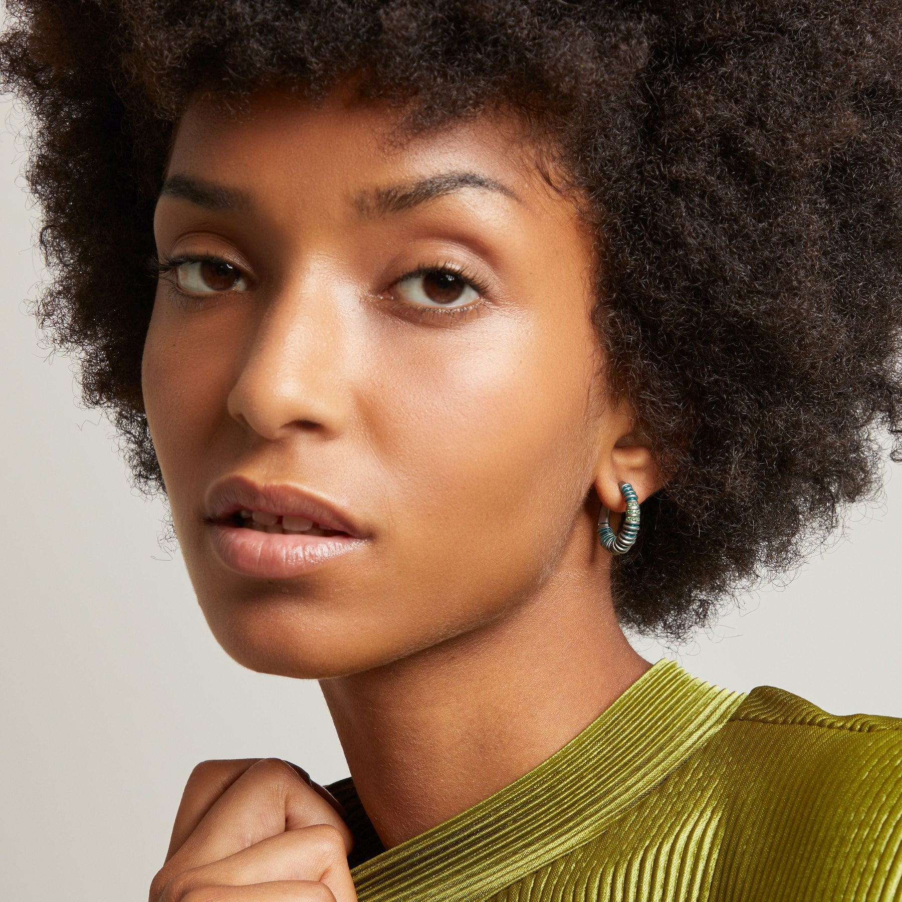 ACIES HOOP GEMSTONE EARRING