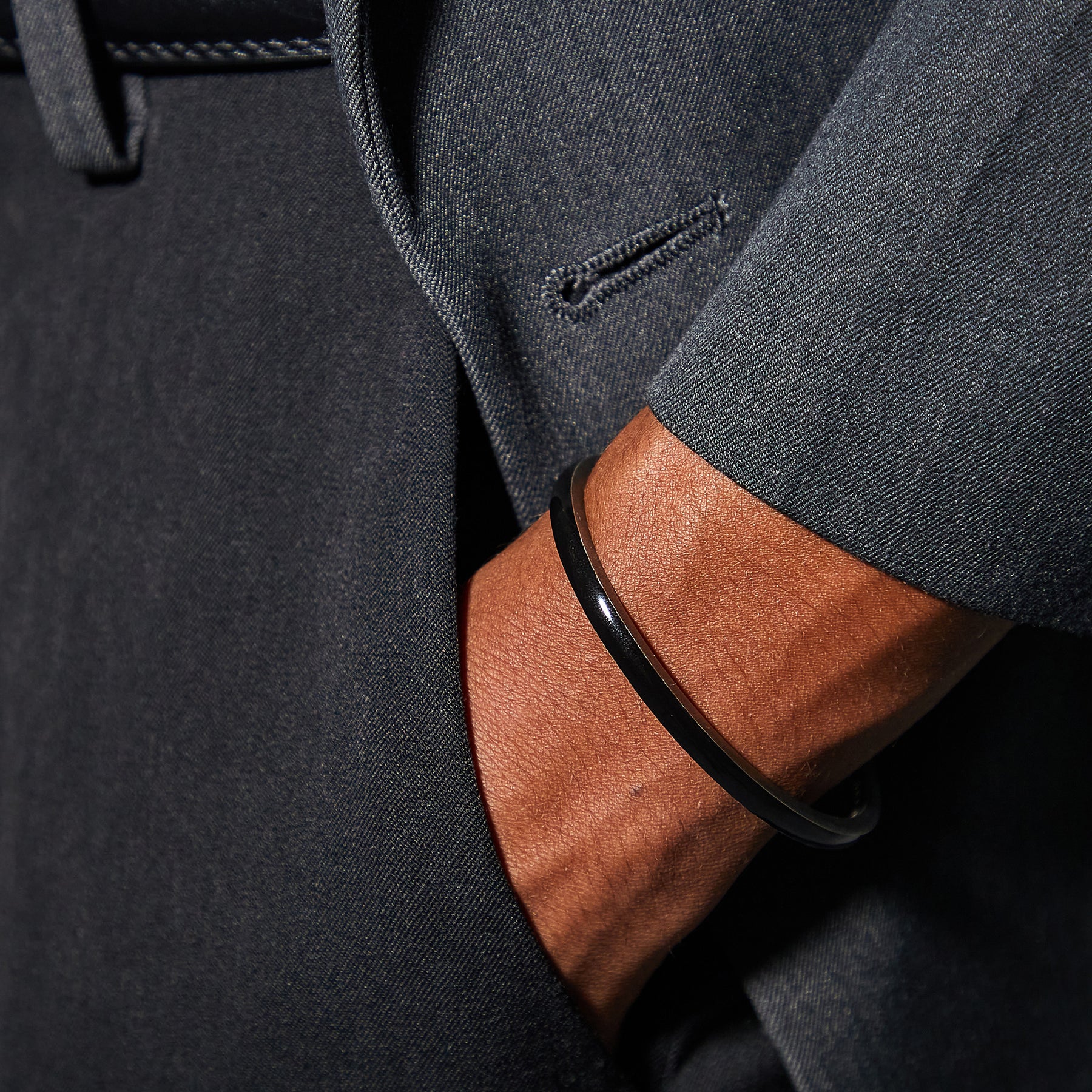 ELAN Oxidized Silver Cuff with Black Enamel