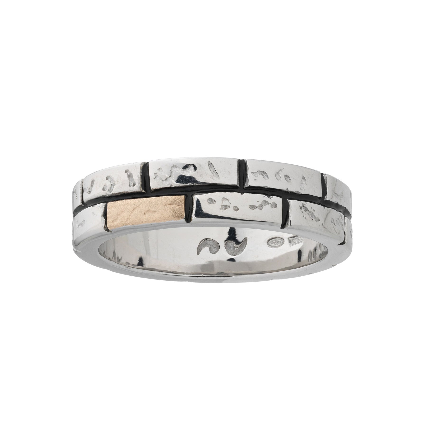 MURALES 18K Rose Gold and Polished Silver Ring with black enamel