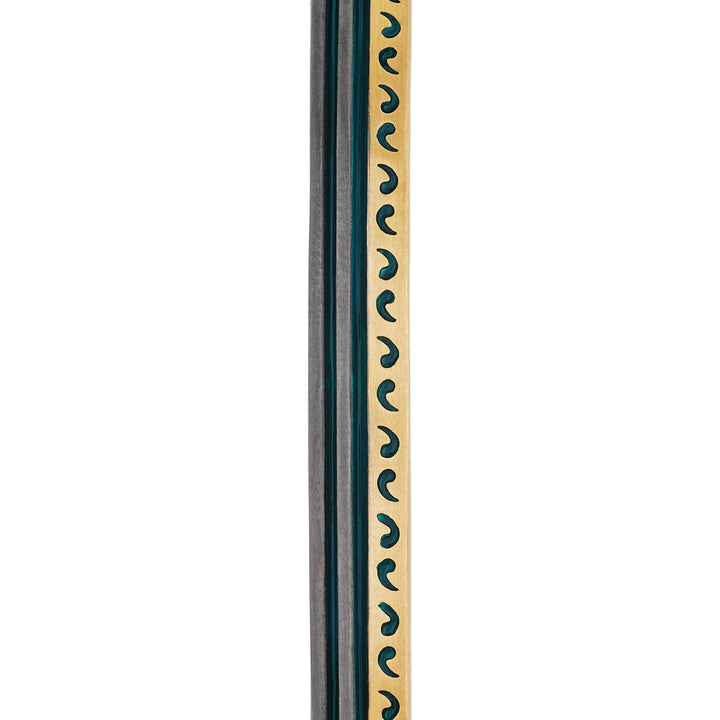 ACIES Mixed Metal Slim Cuff with 18K Brushed Yellow Gold and Green Enamel