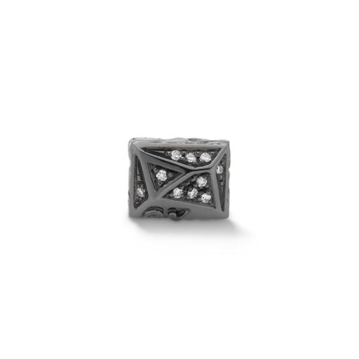 Warrior Rectangle Single 18KT Black Gold Stud Earring with white diamonds