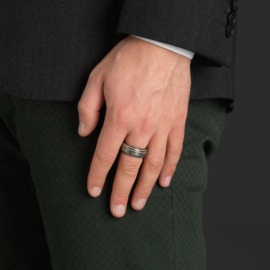 The Other Half Ring with Champagne Diamonds with 18kt Black Gold