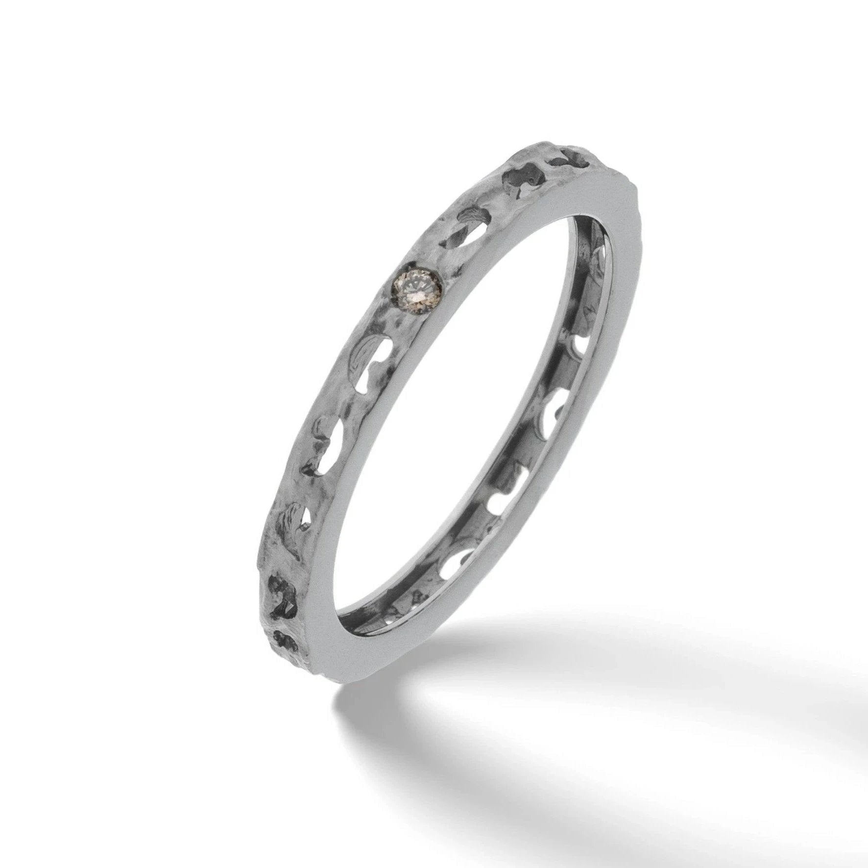 18kt Black Gold Orion Ring with Single Champagne Diamond